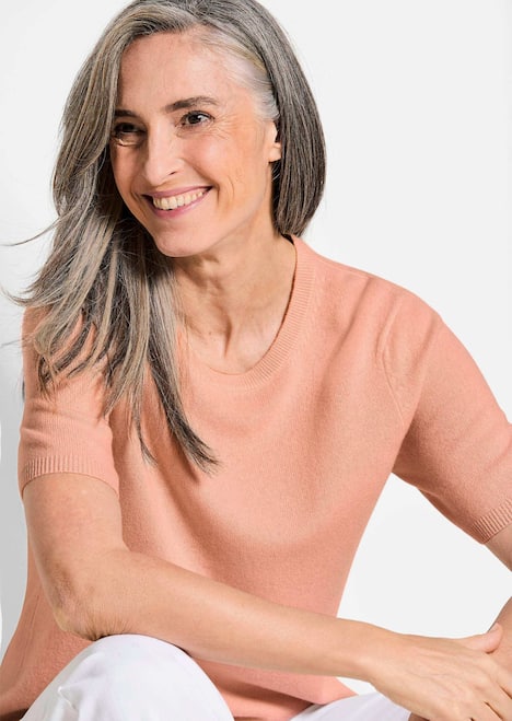 GOLDNER Pullover van kasjmier met ronde hals Pullover van kasjmier met korte mouwen en ronde hals