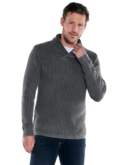 engbers Herren Pullover mit Schalkragen , Anthrazit