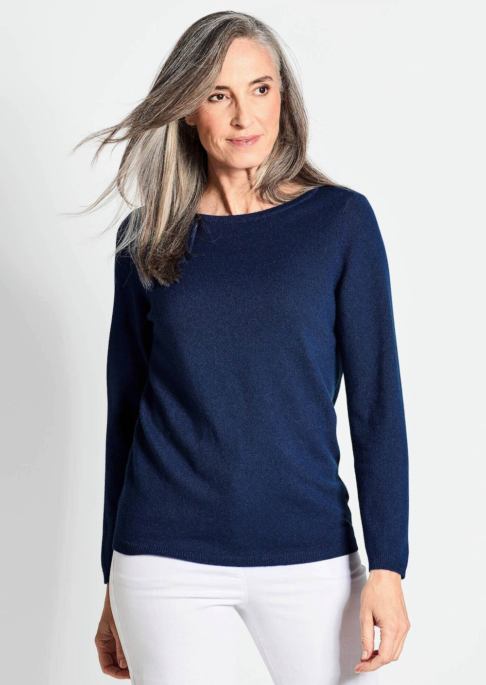 Kaschmirpullover mit U-Boot Ausschnitt