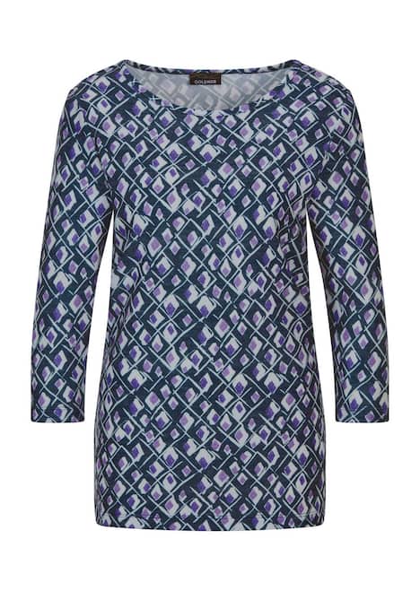Halbarm Viskoseshirt im Allover-Design