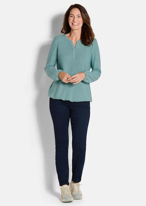 Elegante Bluse mit Zierblende, Rundhals