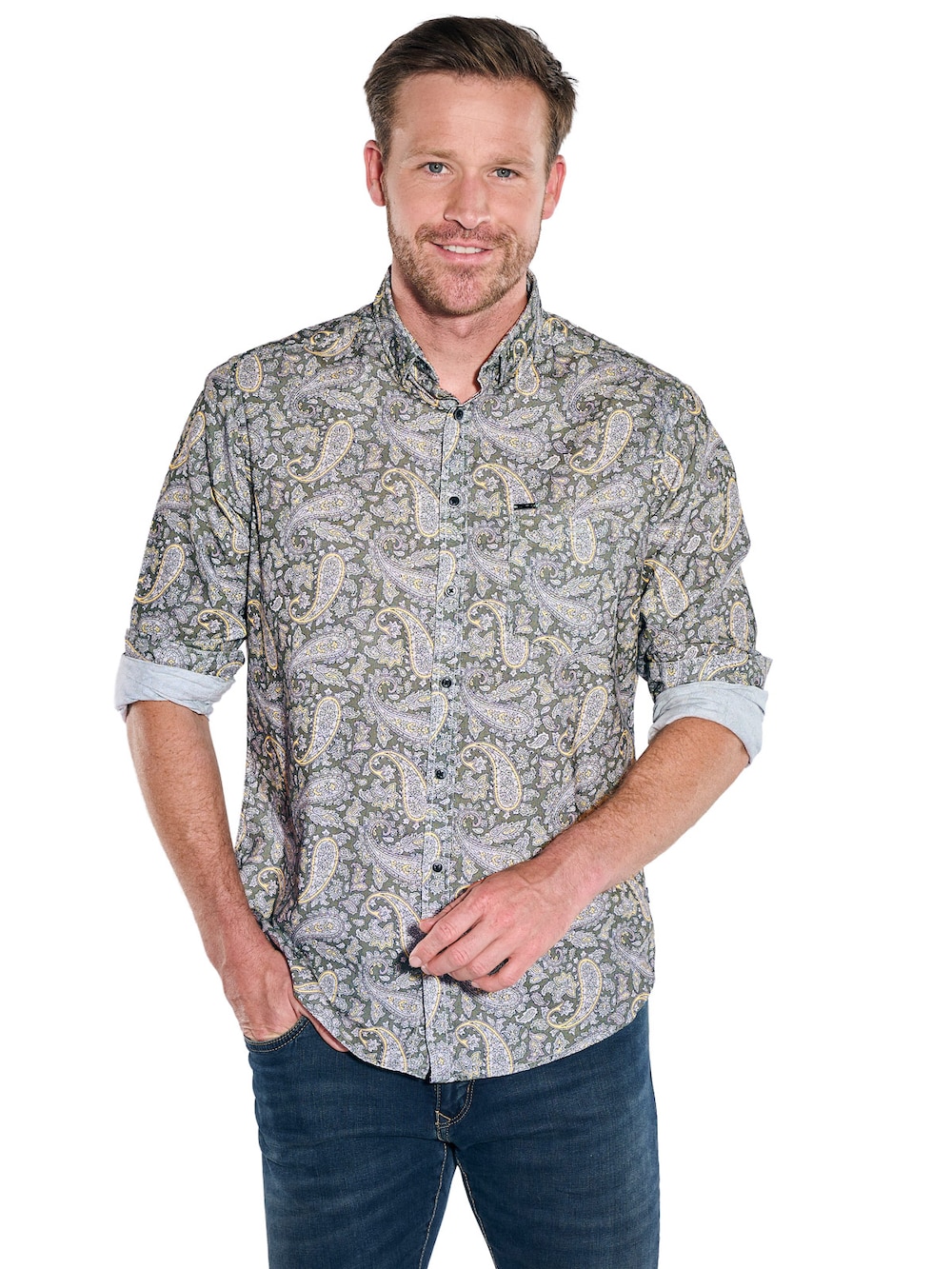 Herren sportives Overshirt aus Cord , Khaki