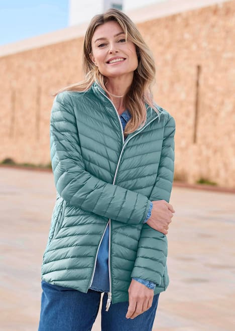 Herbstjacke mit Daunen, Stehkragen