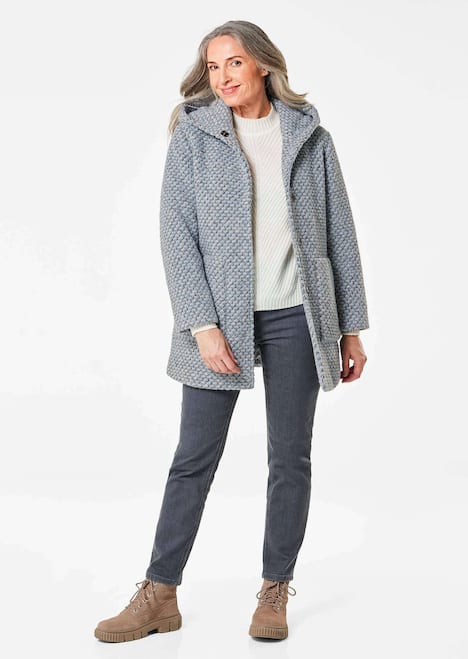 GOLDNER Mantel Korte mantel met wol en in tweekleurige look