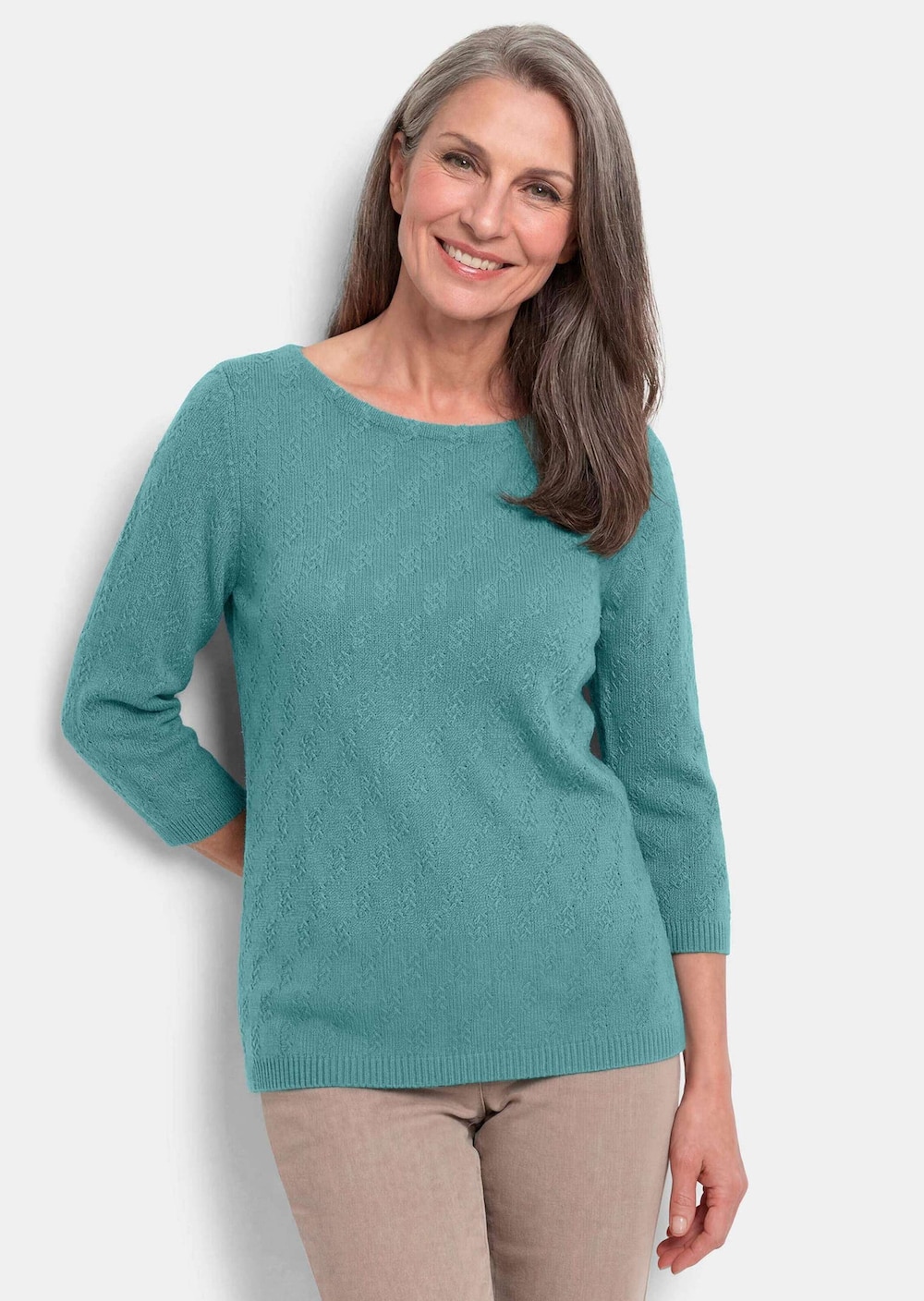 Halbarm Baumwollpullover mit Struktur
