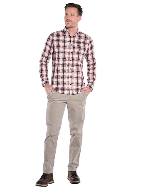 Herren Hemd langarm , Feuerrot