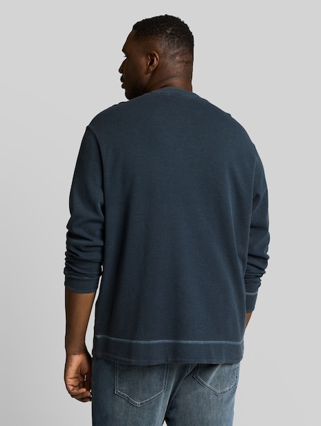 Henley Langarmshirt mit Waffelstruktur
