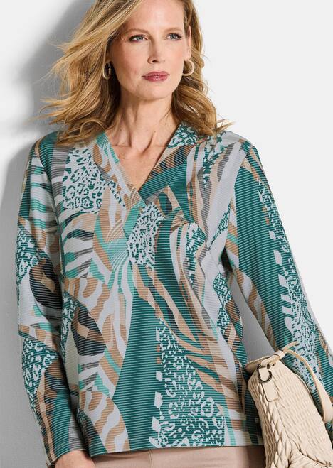 Langarm Printshirt mit V-Ausschnitt