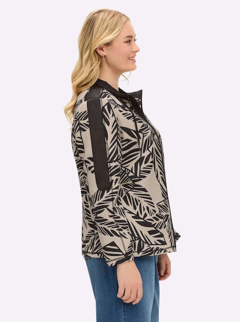 Jersey-Jacke Langarm Mehrfarbig Stehkragen