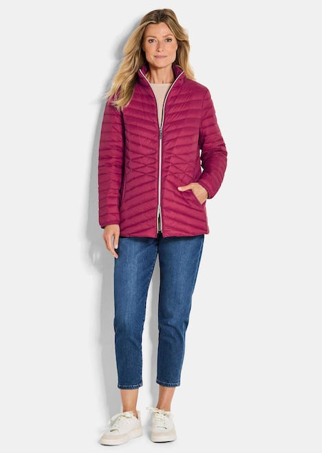 Herbstjacke mit Daunen, Stehkragen