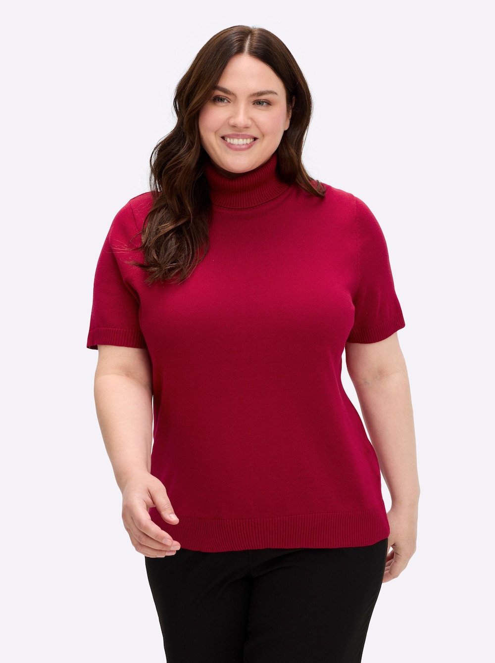 Pullover Kurzarm Jersey Uni Rollkragen