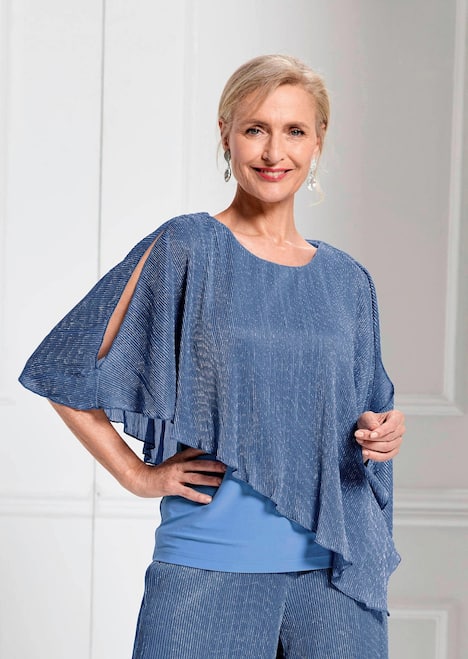 Asymmetrisches Blusenshirt mit Glanzgarn