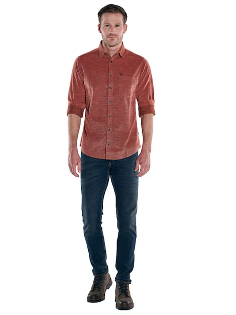 engbers Herren Cordhemd , Rostorange