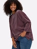 Sweatshirt Sweatshirt aus Glitzergarn 3/4-Arm Uni Ohne Kragen