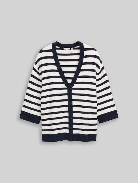 Loose Fit Cardigan mit Streifenmuster