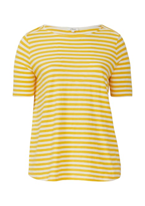 Gestreiftes T-Shirt mit Flammgarnstruktur