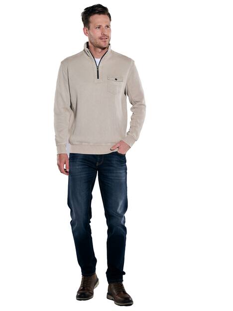 engbers Herren Sweatshirt mit Troyerkragen , Braunbeige