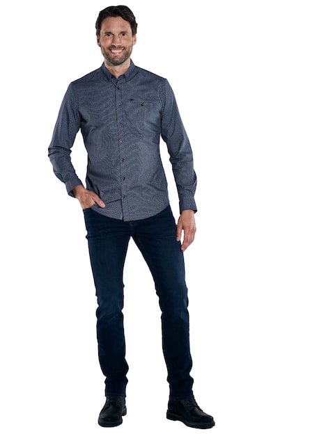 engbers Herren Langarm-Hemd gemustert , Saphirblau
