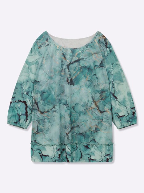 Mesh-Shirt 3/4-Arm Sonstiges Muster Ohne Kragen