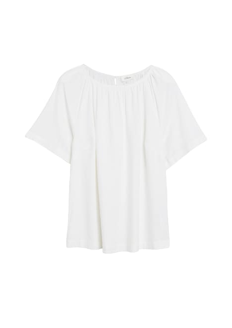 Leinenmixbluse mit Raffungen