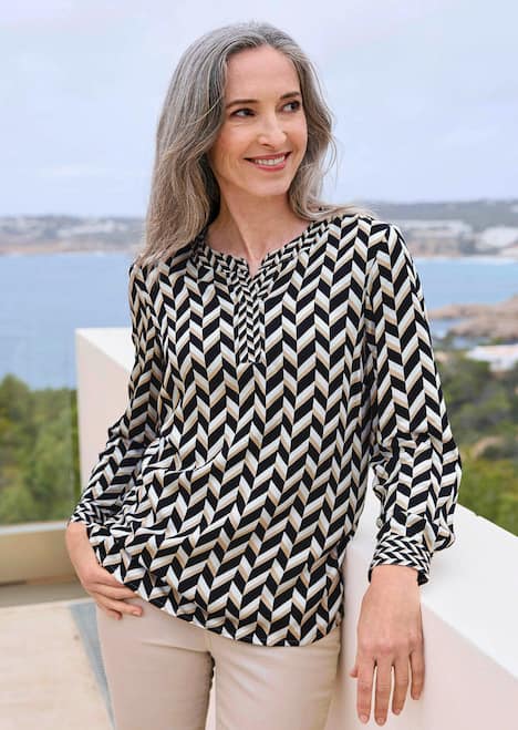 GOLDNER Blouse met print Gedessineerde blouse van viscose-satijn