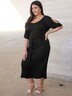 Jersey-Kleid Kurzarm Ohne Kragen