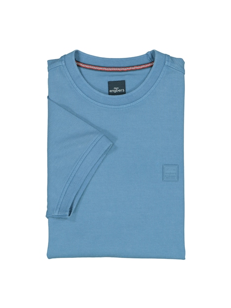 Herren Rundhals T-Shirt mit Badge an der Brust , Royalblau