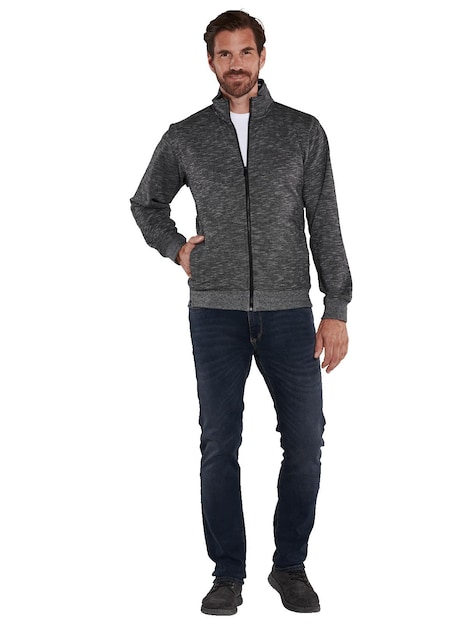 Herren Sweatjacke mit Stehkragen , Dunkelgrau
