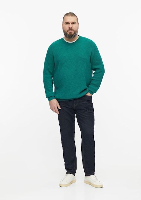 Gerippter Flammgarn-Pullover im Modern Fit
