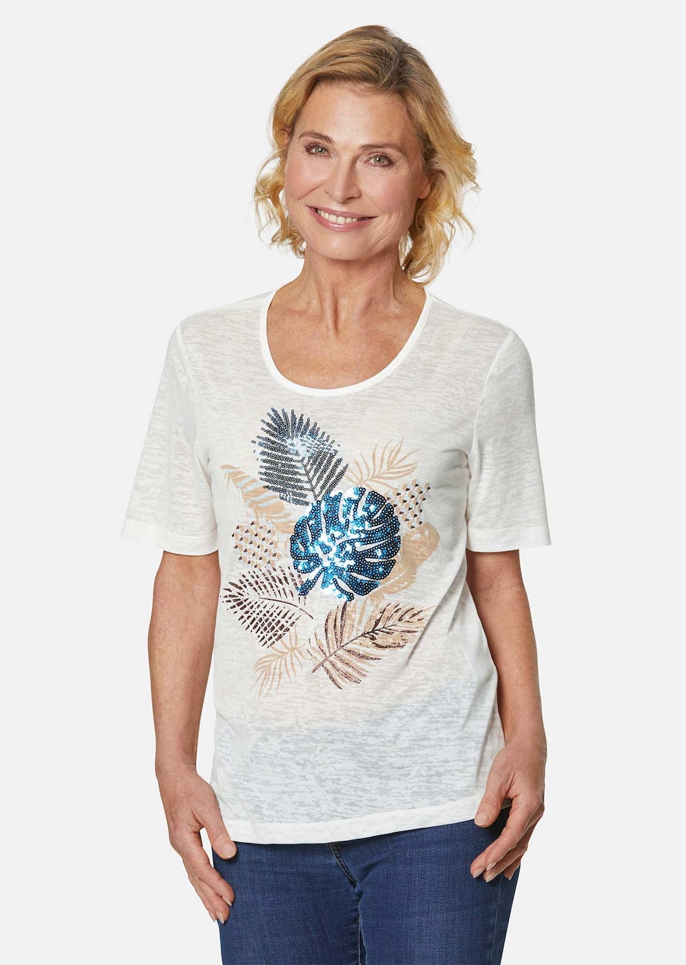 Edles Druckshirt mit glänzenden Pailetten