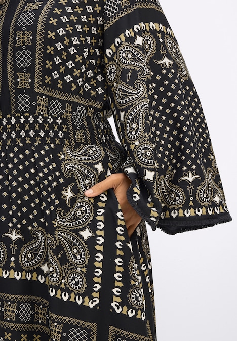 Maxikleid Maxikleid mit Paisley- und Ornamentmuster Langarm Ohne Kragen
