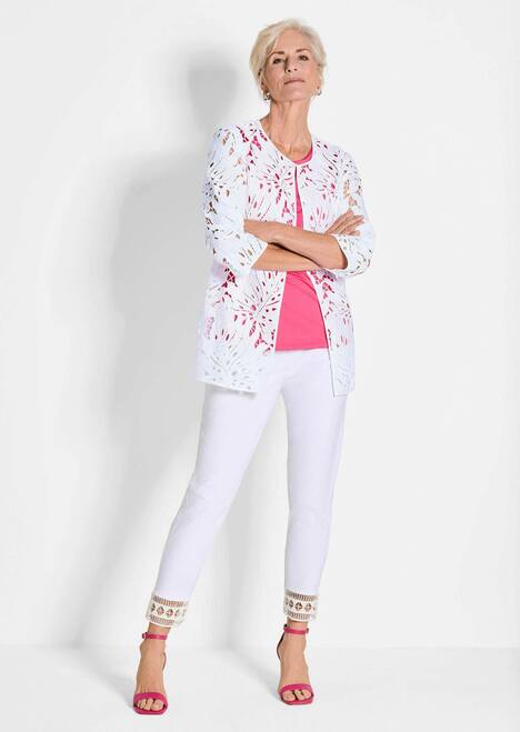 Weiße Jacke mit Blätterdessin