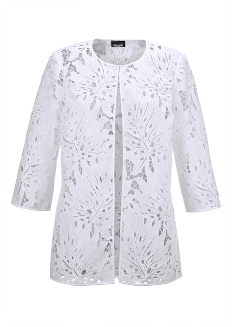 Weiße Jacke mit Blätterdessin