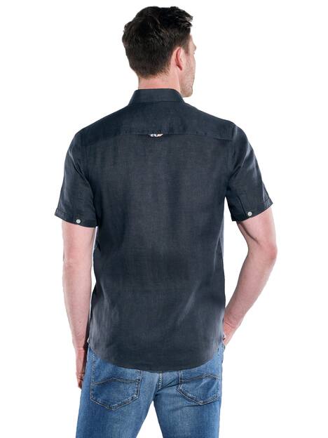 engbers Herren Kurzarm-Hemd aus Leinen , Saphirblau