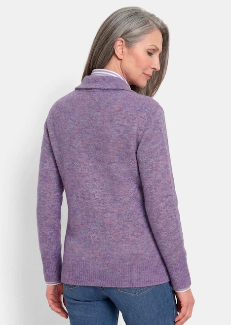 Melange-Cardigan mit Reißverschluss