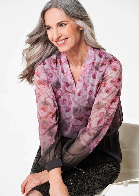 Elegante, gedessineerde blouse met schootje