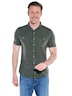 Herren Poloshirt mit durchgehender Knopfleiste , Khaki