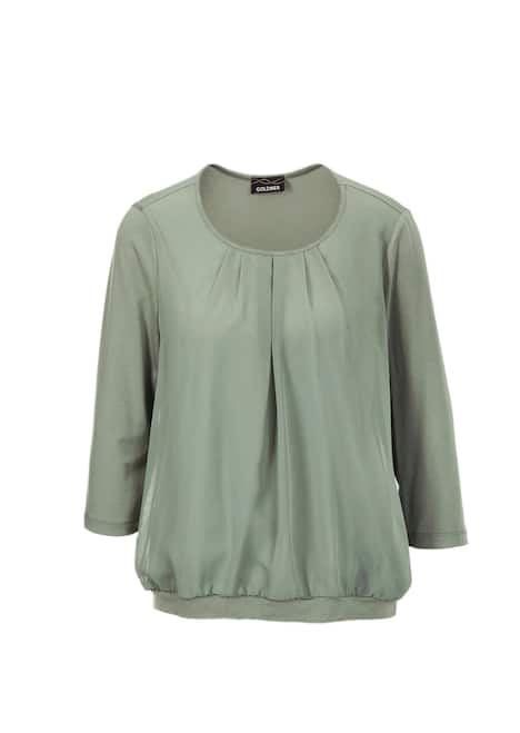 Chiffon-Shirt mit 3/4-Arm, Rundhals