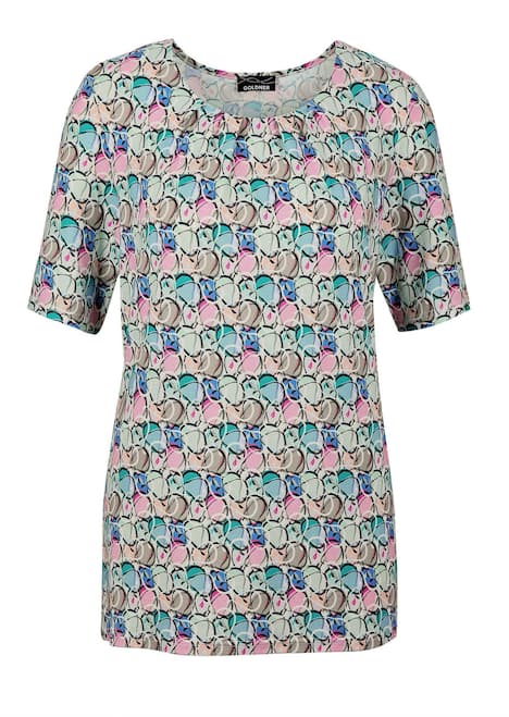 Multicolor-Shirt mit Halbarm, Rundhalsausschnitt