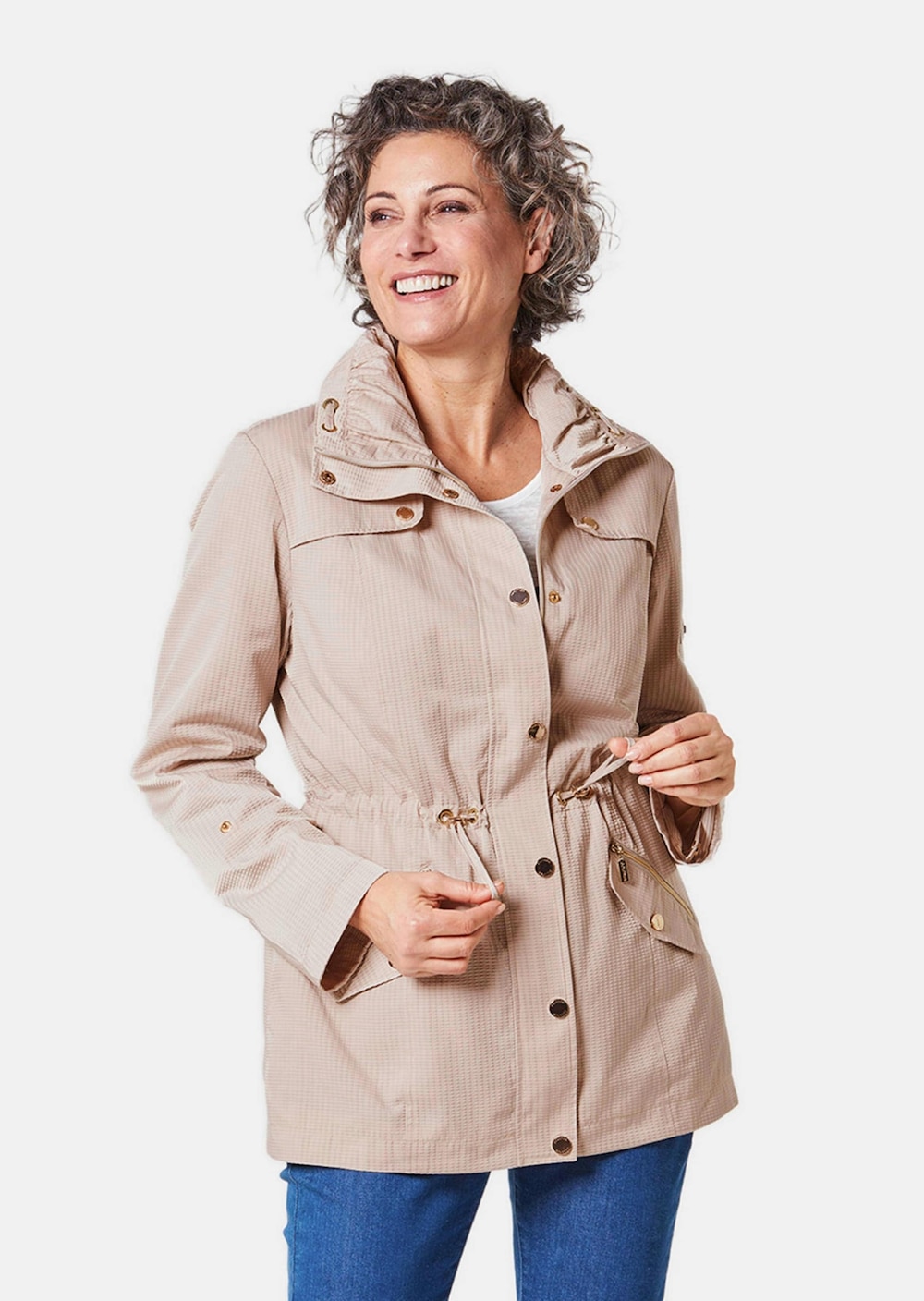 Longjacke aus fein strukturierter Ware