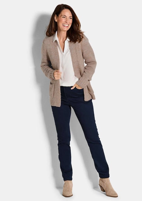 Langarm Melange-Cardigan, flauschig