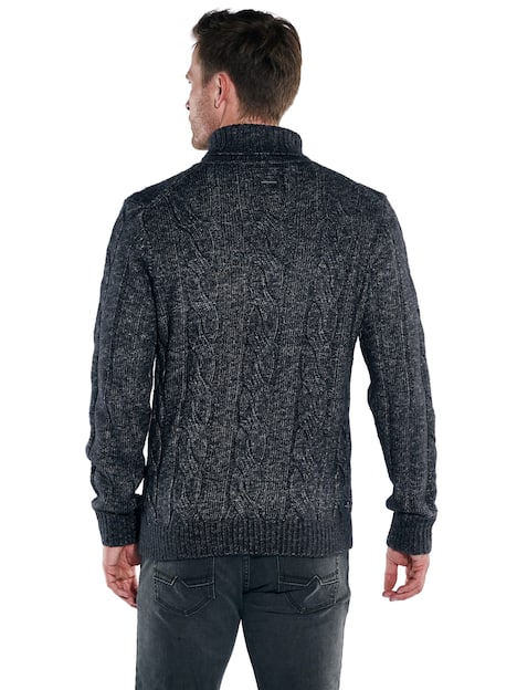 engbers Herren Rollragen-Pullover mit Zopfmuster , Saphirblau
