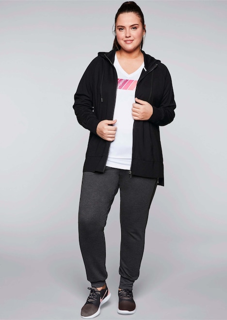 Sweatjacke Langarm Uni Mit Kapuze