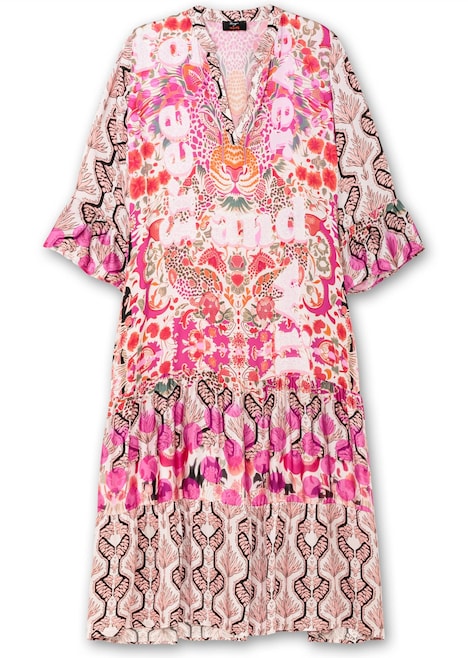 Kleid Langarm Sonstiges Muster Stehkragen