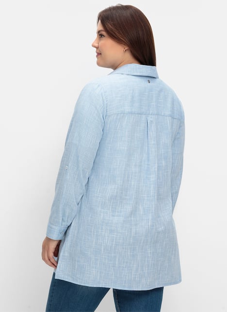 Hemdbluse Langarm Uni Hemdkragen