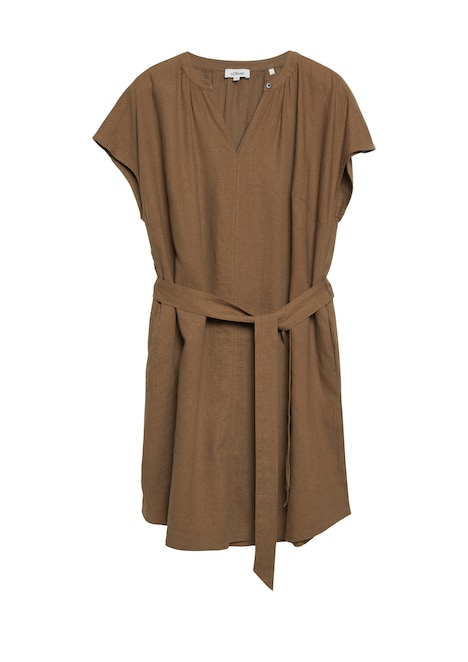 Leinenmix-Kleid mit Eingrifftaschen