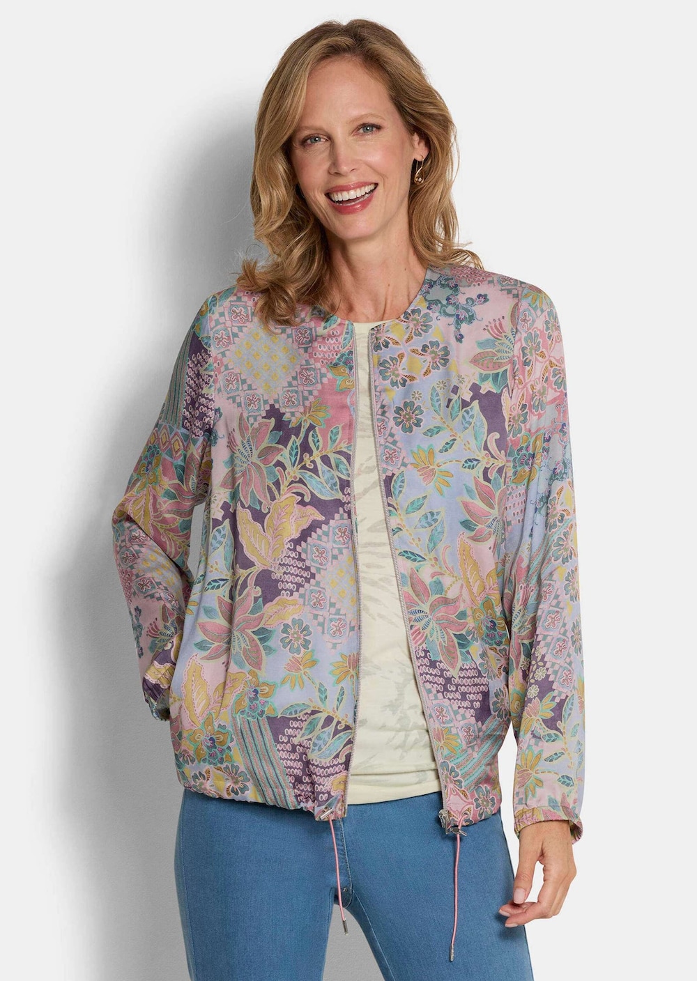Satinjacke mit Patch-Design