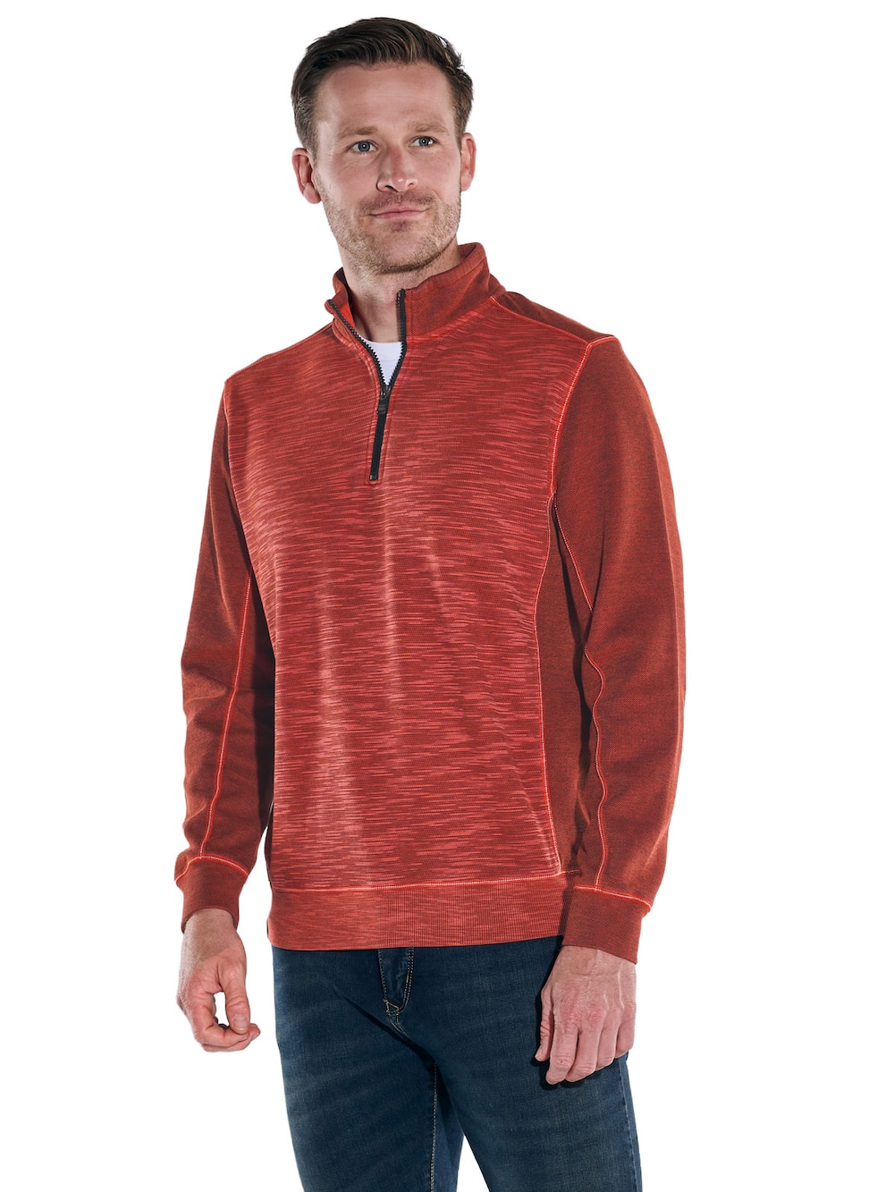 engbers Herren Sweatshirt mit Strukturwechsel , Rostorange