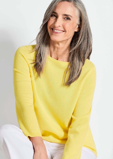 Kaschmirpullover mit U-Boot Ausschnitt