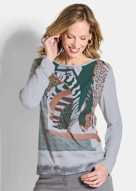 GOLDNER Blouseshirt Blouseshirt van satijn en viscose-jersey